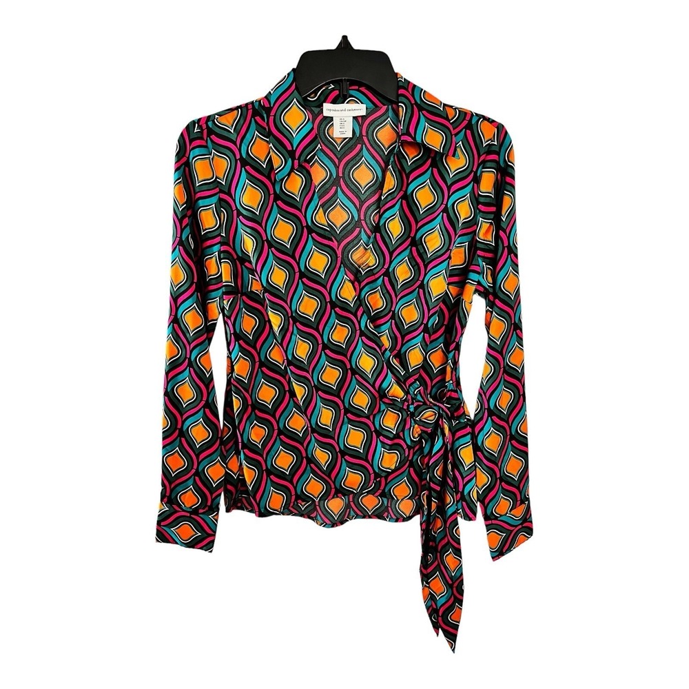 $129 Cupcakes and Cashmere Blouse Surplice Wrap Side Tie Top Size S